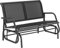 tectake® outdoor Schaukel Bank, 2-Sitzer Schaukelstuhl wetterfest, Gartenbank mit Schaukelmechanismus, bis 300 kg belastbar, Lounge Möbel für Park, Garten, Terrasse Balkon, 121 x 72 x 86,5 cm -schwarz