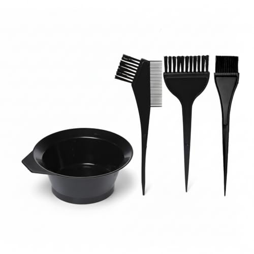 Hair colouring brush dye and bowl set kit Hairdressing Brushes durable Professional salon Tool Bleach Mixing Bowl & Double sided Coloring combs pack of 4