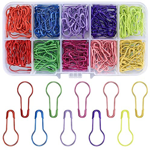 300 st glödlampor, säkerhetsnål, päronformade låsande kalebassstift, små calabash stickstickningsmarkörer för gör-det-själv-hantverk, sömnad, klädtillverkning – 10 färger