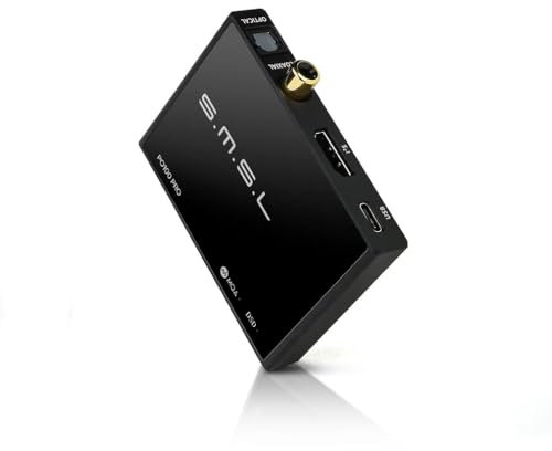 SMSL PO100 Pro MQA USB Interfacce, XMOS XU316 DSD512 PCM768kHz Audio Convertitore Digitale-Analogico, IIS/Ottica/Coassiale Uscita SPDIF Toslink Convertitore per Telefono/TV/PS5/Switch, Nero
