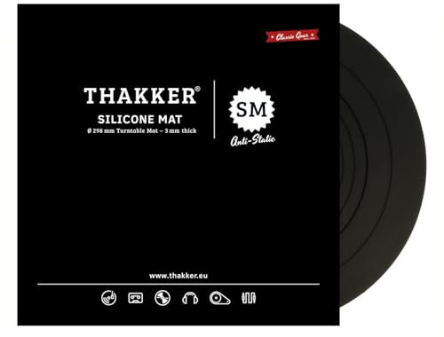 THAKKER Silicone Mat Black - Tapis Silicone Antistatique pour Plateau tournant - Noir | 3 mm d'épaisseur | 298 mm de diamètre | pour Plateau tournant de 12 Pouces
