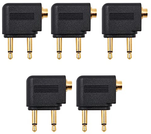 CENPEK 5PCS Airplane Airline Flight Adapter Headphone Dual 3.5mm Male to 3.5mm Female Earphone Jack Headset Connector Adapter