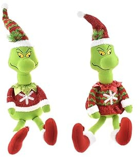 COSE DA CASA Personaggio Natalizio Peluches addobbo per Albero di Natale Grin CH Verde Cappello Rosso Pupazzo h58 Odia Il Natale