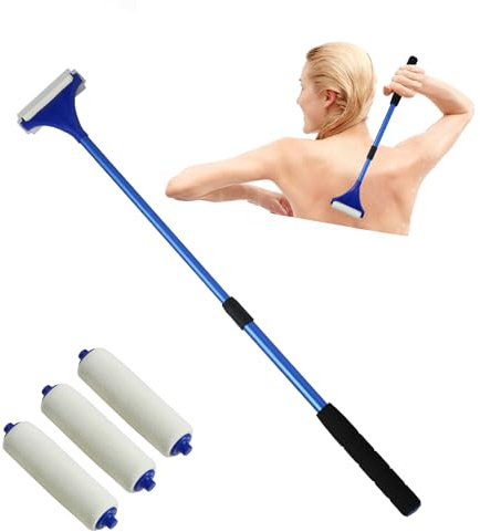 EASACE Mini loción aplicador cepillo de loción cosmética aplicador cuidado personal herramienta de cuidado de la piel con tres cabezales de repuesto se puede retirar y llevar con usted (azul)