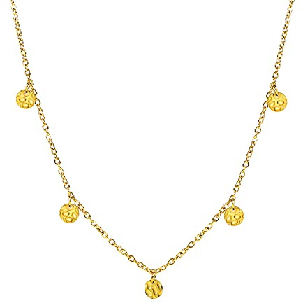 Kim Johanson® Edelstahl Damen Multi Layer Halskette *Kamea* in Gold | Boho Schmuck für Frauen | Kette mit Coin Plättchen | Kreise Collier | Wasserfest | Verstellbare Länge | inkl. Schmuckbeutel