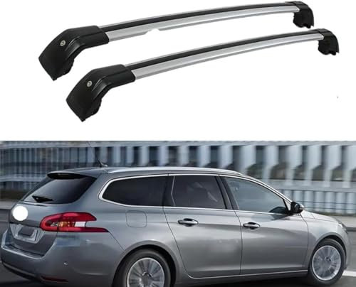2 Stück Auto-Dachträger, für Peugeot 308 SW 2007-2019,Dachrelings Querstangen Abschließbar Querträger Dachträger Auto-Dachrelingträger Auto Gepäckträger Zubehör,C-Silverblack
