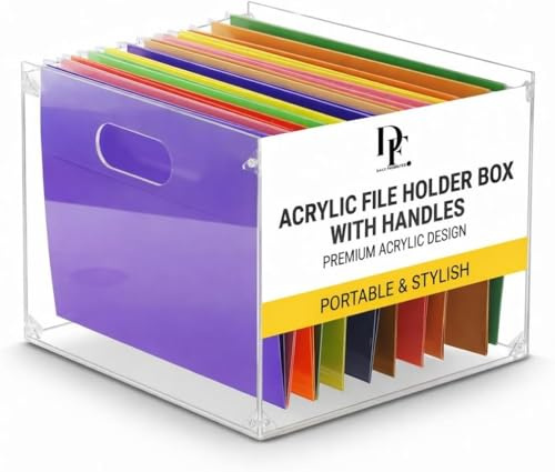 Clear Acrylic File Organizer, with Handles – Easy Assembly Required, Acrylic File Holder for Office, Letter/A4 Documents, Magazines & Binders – Fits Standard 8.5x11 Paper Perfectly