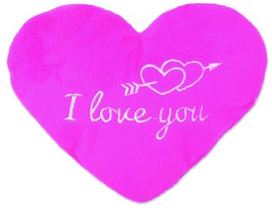 Aumüller Katzenspielkissen I Love You-Herz aus pinkem Schmüseplüsch - gefüllt mit Dinkelspelz und Baldrianwurzel