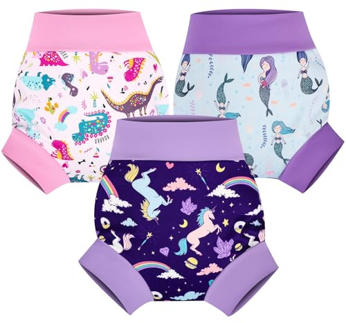MooMoo Baby Reusable Swim Diapers 3 Pcs Waterproof Swimming Diapers for Baby Swim Lesson 2T