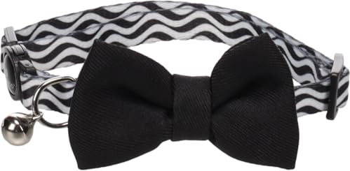 Flamingo Collier pour Chat avec Nœud Papillon Noir – 20-35cm, 10mm – Réglable, Élégant et Confortable | Accessoire Chic en Polyester pour Votre Chat !