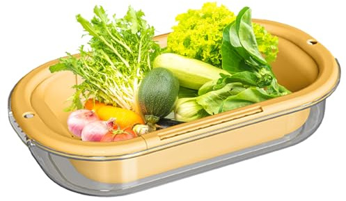 Sghtil Colador expandible, colador de fideos de cocina, colador de frutas multifuncional para lavar verduras, ensalada, preparación, enjuague de bayas, camping, fregadero de cocina