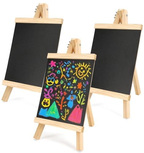3 Stück Kleine Kreidetafel Aufsteller, 29 x 16cm Schiefertafel zum Beschriften Klein Tafel für Tisch Blackboard mit Ständer für Bars CaféS Geburtstag Hochzeitsfeiern