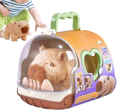 caiduos Mascotas Interactivas para Niños - Muñeco Suave de Capibara,Mascota Electrónica con Sonido y Luz Que Camina,para Niño Adulto Niña Niño Casa Sala de Juegos Jardín de Infancia Viaje