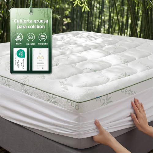 BEDSURE Colchón Adicional de bambú 90x200 - Relleno de 40 cm de Grosor, refrescante, Transpirable, antialérgico, Alivia el Dolor de Espalda