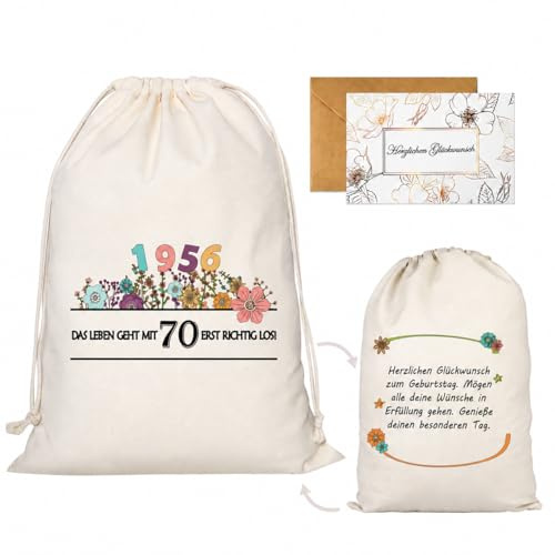 Seutgjie Geschenkverpackung 70. Geburtstag Geschenktüten mit Grußkarte | Geburtstagsgeschenk für 70. Geburtstag Frau Mann 1956