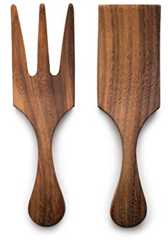 Ironwood Gourmet Acacia Wood Farmhouse Utensil Set, 1.75 x 2.75 x 10 inches, Large Salad Serving Utensils