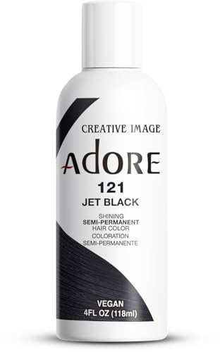 Adore, Tinta per capelli semi-permanente brillante, colore: 121 nero (Jet Black)