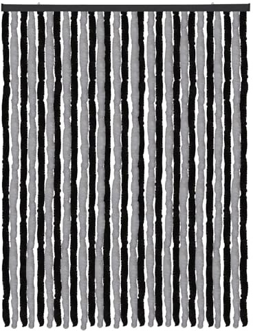 Fluffy Curtain, Unistreifen anthrazit - schwarz, 120 x 220 cm