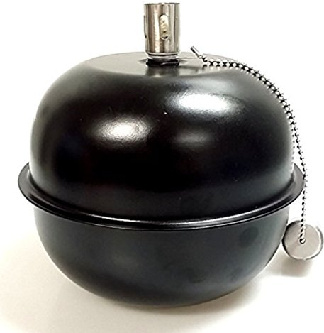 hillfield Öllampe schwarz, Kugelform mit Durchmesser 18,5 cm, für Garten,Terrasse, Balkon, Traumfackel, Tischfackel, Tischfeuer, Ölfackel, B-Ware