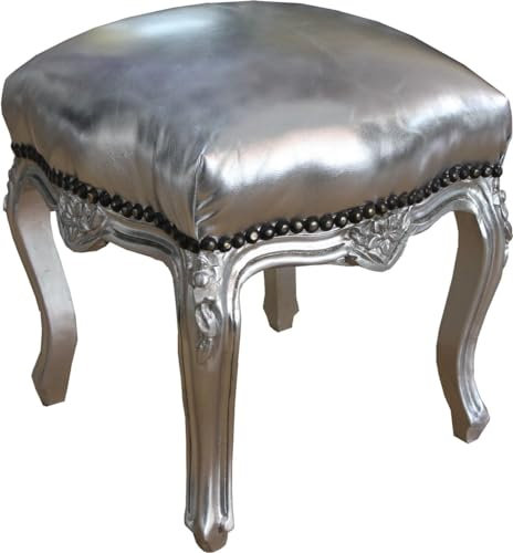 Casa Padrino barockstol silver/silver höjd 40 cm, bredd 35 cm - barockmöbler