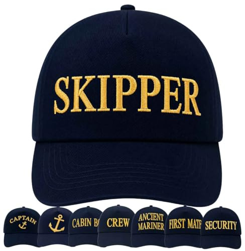 4sold Kapten basebollkeps för män och kvinnor, marinblå, justerbar 100 % bomull broderad sjöman hatt med guldankare yacht skeppare marin båtliv nautisk gåva för båtägare och första kompis, Skippare