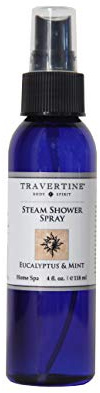 Travertine Spa Steam Shower Eucalyptus and Mint Spray for Sinus and Congestion Relief - 100% Natural Eucalyptus Oil Steam Room Spray 4 fl oz