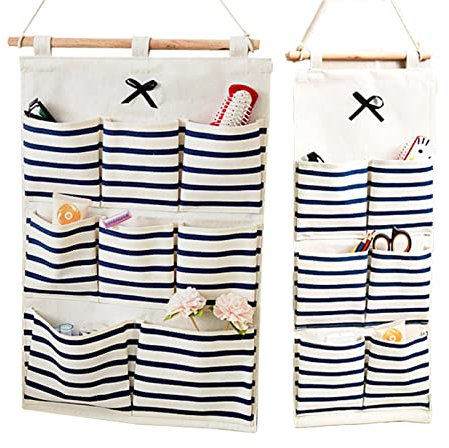 Hosh 2 Piezas Soporte Organizador Colgante, Bolsa para Utensilios Colgantes, Bolsa de Almacenamiento Colgante, para Uso en Dormitorio, Sala Estar, Oficina, Cocina, Baño (Azul)