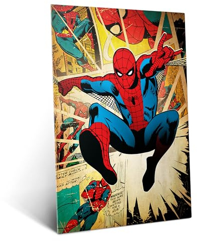 Displate Offiziell Marvel MetallPoster Magnetische Befestigung Inklusive Lizenziert Bilder Hochwertiges Poster Marvel Silver Age - Spider-Man Poster 45 cm x 32 cm