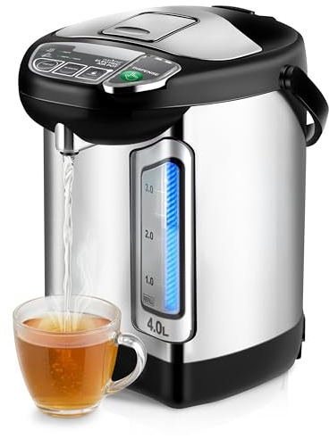 NutriChef Einkochautomat & Heißwasserspender 4L – Edelstahl Boiler mit Sicherheitsdeckel & Tropffreiem Hahn | Warmhaltefunktion für Glühwein, Tee, Kaffee | Gewerblich & Privat | 1100W Kompaktgerät