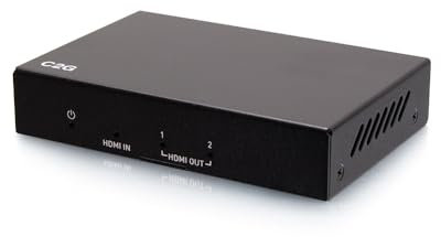 C2G Divisor Amplificador de distribución HDMI de 2 Puertos - 4K 60Hz - Ideal para Cambiar Entre Reproductores BLU-Ray, Consolas de Juegos, Cajas de Cable Digital o satélite y receptores A/V