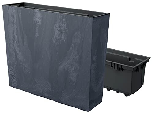 MELTOM Blumenkübel Blumenkasten mit Einsatz Quadratisch Beton Optik Farbe: Anthrazit XL (BxH): 58 x 50 cm