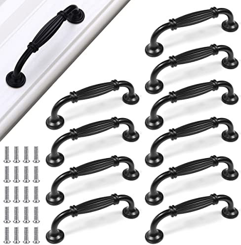 10 Stück Schwarz Schrank Türgriff Küchengriffe 96mm Aluminiumlegierung Möbel Griffen mit Schrauben Kleiderschrank Griffe Schubladengriffe Schwarz für Küchenschränke Tür Schublade Möbel