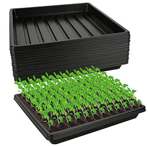 JMIATRY 12 Pcs Plateau Semis, 26.9×26.9×3.6 CM Bac a Semis Potager, Plateau Semis Bac, Plateaux de Germination, Plateau Bac à Semis Potager pour Plantes Légume Fruit Fleurs Herbe