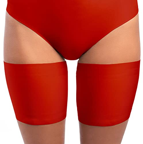 looksy Bandas elásticas para el muslo, unisex, antirozaduras, elásticas, evitan el roce del muslo, forro de satén, protector de silicona antideslizante, rojo, XL