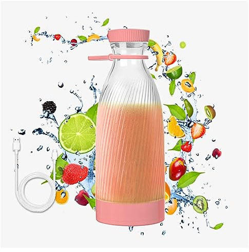 Batidora PequeñA Para Batidos, 500 Ml, DiseñO De 6 Cuchillas Smoothie Blender, Carga Usb PortáTil InaláMbrica Batidora Minipimer, El Regalo MáS Perfecto,Pink