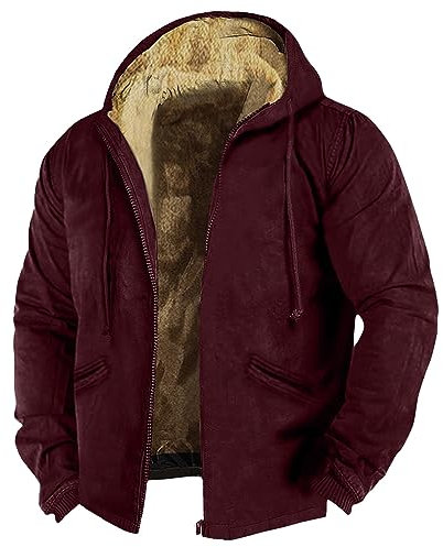 KONG JIMFAN Regenjacke Herren Lederpflege Jacke Lederjacke Lang Herren Hoodie Strickjacken Hoodie Jacke Herren Jacke Winter Herren Jeansjacke Jacke Herren Lederjacke Fliegerjacke Herren(Red,7XL)
