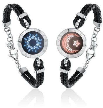 TOTWOO Taktila armband för par, långdistans smarta armband för par, årsdagspresent, kvinnliga armband, kärlek, långdistans touch-armband för kärlekspar, Ajustable, Läder
