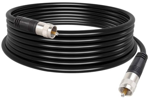 exgoofit RG8X Coaxial Cable 20ft (6m), CB Coax Cable, UHF PL259 Male to Male Coaxial Cable Connector for HAM Radio, Antenna Analyzer
