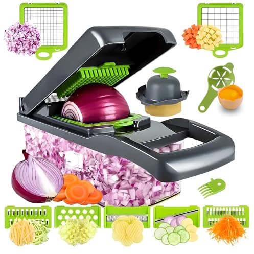 SH Original Multifunktionaler Gemüseschneider, würfelschneider 16 in 1 obst und gemüse schneider, vegetable chopper, zerkleinerer manuell würfelschneider gemüsezerkleinerer