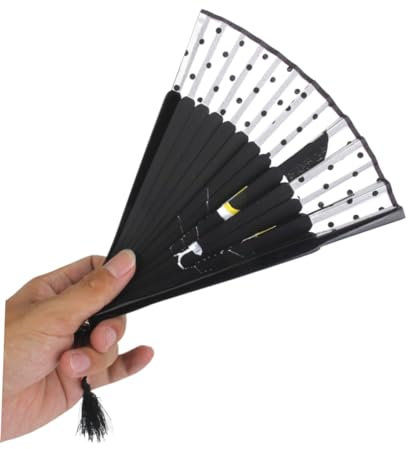 OUNONA 2pcs Women Silk Cat Fan Folding Fan Hand Painted Patterns Cat Decor for Wedding Party