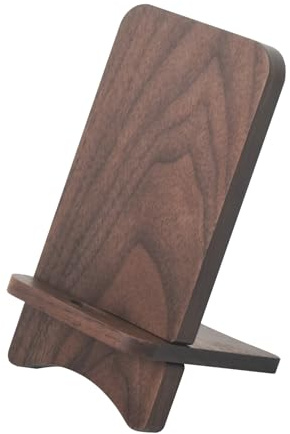 Abbolinxus Einfacher Telefonständer aus Massivholz, Desktop-Ständer, iPad-Tablet-Display-Ständer, kompatibel mit allen Handys (Walnussholz) (Walnussholz)