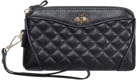 HUA ANGEL Portafoglio Donna Grande in Pelle Leggero borsellino Lunga Elegante Clutch con Doppia Cerniera Scomparti Borsa da Sera da Polso per Cellulare Credito Passaporto Contanti