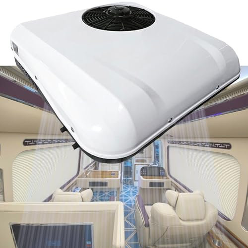 Rv Air Conditioner Dc 12V/24V Air Conditioner, Dc Rooftop Rv Air Conditioner For Truck Rv Trailer Electric Scroll Compressor Fuel Efficient Cooling/Heating,12V