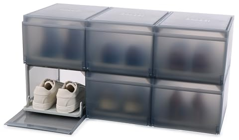 Joseph Joseph ShoeCase Premium Schuhaufbewahrungsbox, mit Klapptür, Staubdicht, Belüftet, Einfacher Aufbau, 6er-Pack