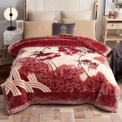 UGFJMN Raschel Couverture d'hiver en Peluche épaisse Double Couche Chaude et Moelleuse pour lit Double, canapé, Fauteuil, Couvre-lit(150x200cm 2kg)