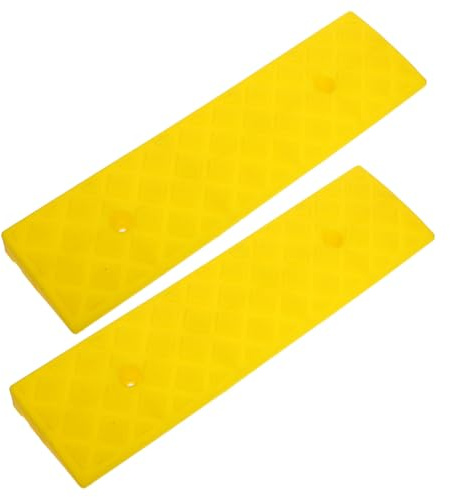 Kunststoffschwellenrampe 2 Stück 50x13 Cm für Rollstuhl und Wagen | Gelb, Rutschfest und Verschleißfest, für Zuhause und Arbeitseinsatz, 3cm Höhe