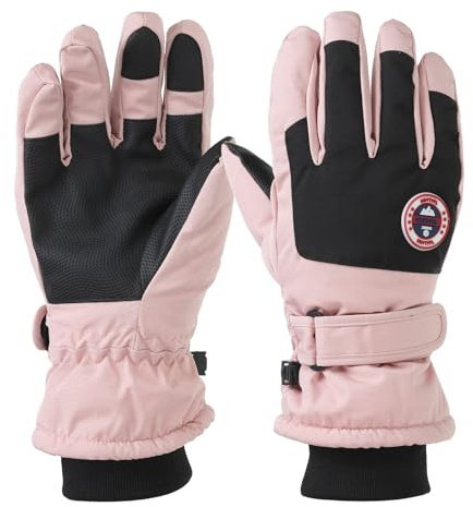 PATIKIL Gants de Ski d'hiver, 1 Paire de Gants d'hiver Imperméables et Chauds pour Écran pour Femmes, Rose