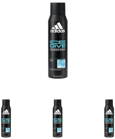 Adidas - Ice Dive Deodorant Body Spray, desodorante en formato spray 150 ml (Paquete de 4)
