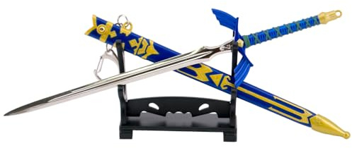 Zelda Master Schwerter – Link Hylia Master Schwert, Metall Schwert für Zelda Kostüm & Zelda Geschenk, zerfallenes Master Schwert mit Ständer