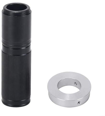 Zilimontt Mikroskop-Objektiv, 1-150-fach verstellbarer Zoom, C-Mount-Objektiv, Mikroskop-Kameraobjektiv für Videokamera mit 50-mm-Adapter